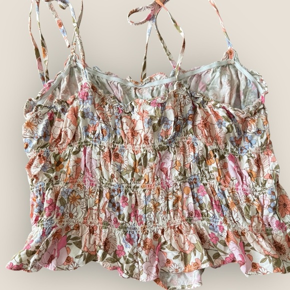 Lucy Star | Smocked Floral Peplum Top | Size L - Picture 5 of 8